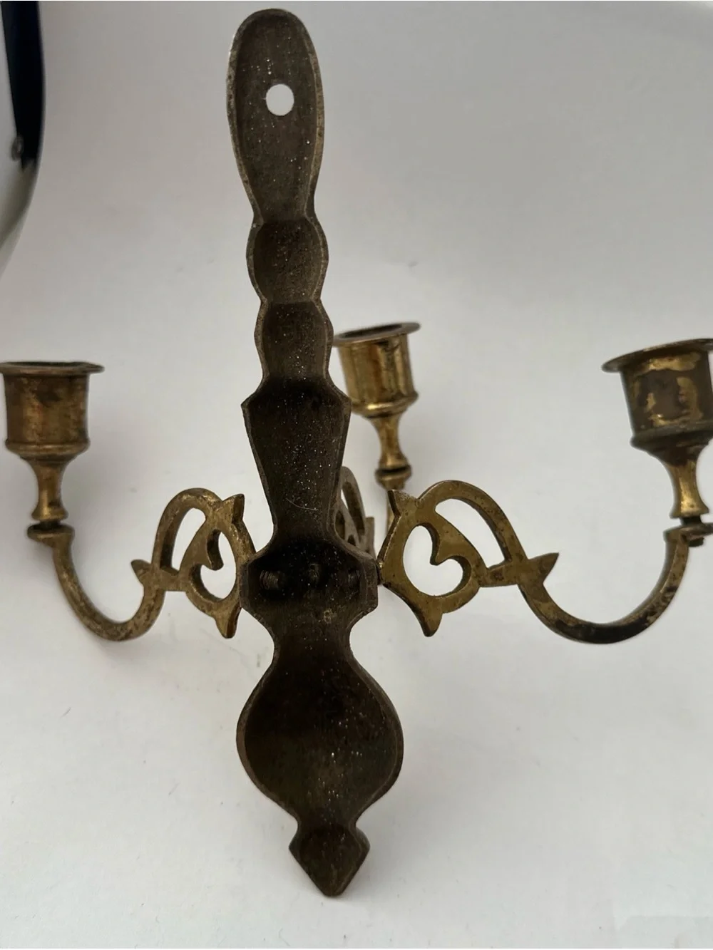 Vintage Brass Candle Holder Wall Sconce Triple Arm Extra Parts